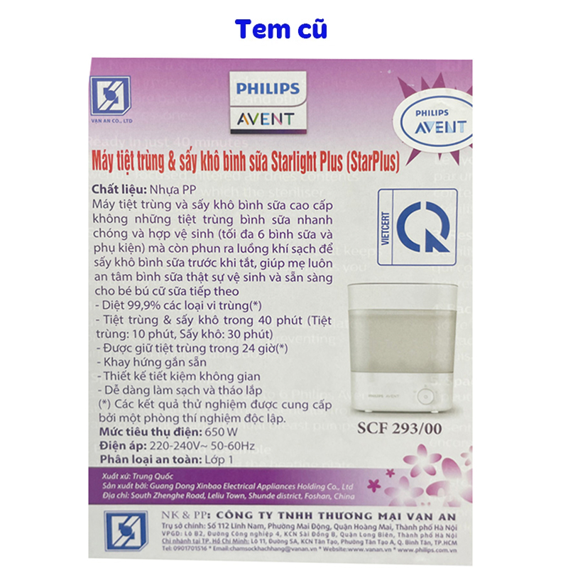 Máy tiệt trùng và sấy khô bình sữa Philips Avent SCF293.00 12
